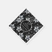 25th Silver Glitter Floral Wedding Jubileum Servet (Hoek)