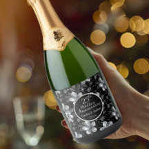 25th Silver Glitter Floral Wedding Jubileum