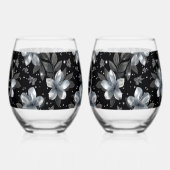 25th Silver Glitter Floral Wedding Jubileum Wijnglas Zonder Voet (Links)