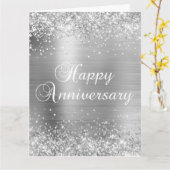 25th Silver Happy Wedding Jubileum Kaart (Gele Bloem)