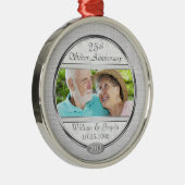 25th Silver Jubileum Cust Photo FrameOrnament Metalen Ornament (Rechts)