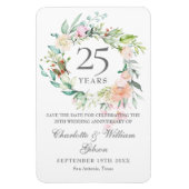 25th Silver Jubileum Rozen Floral Save the Date Magneet (Verticaal)