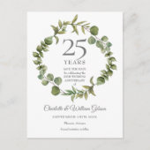 25th Silver Jubileum sparen de Datum Greenery Aankondigingskaart (Voorkant)