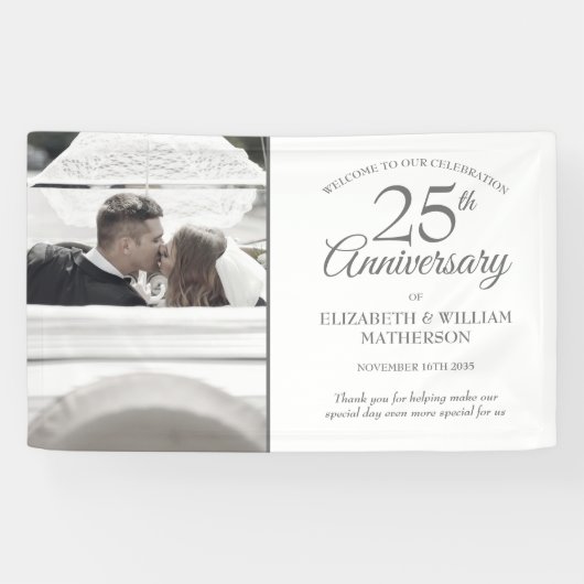 25th Silver Jubileum Your Wedding Photo Welcome Spandoek (Horizontaal)
