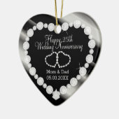 25th Silver Photo Wedding Jubileum Keramisch Ornament (Links)