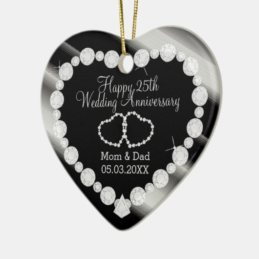 25th Silver Photo Wedding Jubileum Keramisch Ornament (Links)