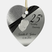 25th Silver Photo Wedding Jubileum met foto Keramisch Ornament (Rechts)