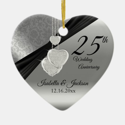 25th Silver Photo Wedding Jubileum met foto Keramisch Ornament (Voorkant)