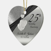 25th Silver Photo Wedding Jubileum met foto Keramisch Ornament (Links)