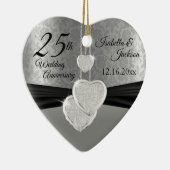 25th Silver Photo Wedding Jubileum met foto Keramisch Ornament (Rechts)