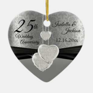 25th Silver Photo Wedding Jubileum met foto Keramisch Ornament