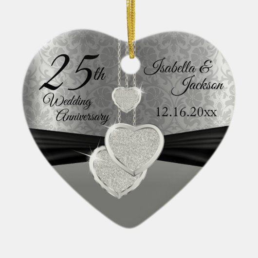 25th Silver Photo Wedding Jubileum met foto Keramisch Ornament (Voorkant)