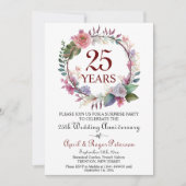 25th Silver Surprise Wedding Jubileum Floral Kaart (Voorkant)