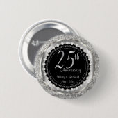 25th Silver Texture Wedding Anniversary | DIY Text Ronde Button 5,7 Cm (Voorkant /achterkant)