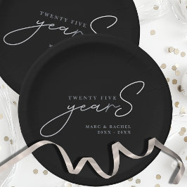 25th Silver Wedding Anniversary Paper Plate Papieren Bordje