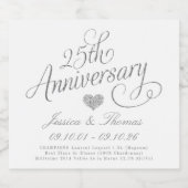 25th Silver Wedding Anniversary Sparkling Wijnetiket (Enkel label)