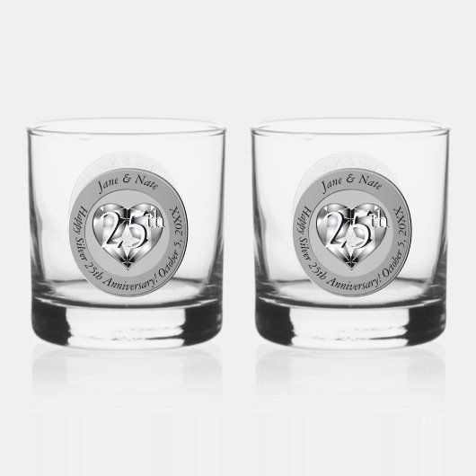 25th Silver Wedding Anniversary Whisky Glas (Voorkant)