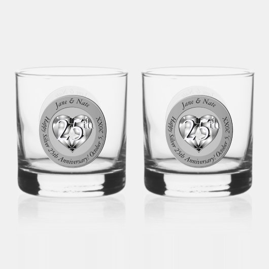 25th Silver Wedding Anniversary Whisky Glas (Achterkant)