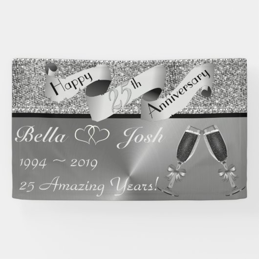 25th Silver Wedding Happy Jubileum Banner (Horizontaal)