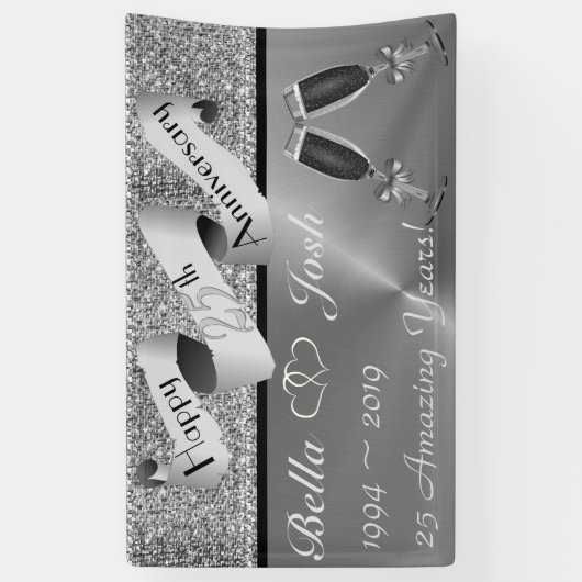25th Silver Wedding Happy Jubileum Banner (Verticaal)