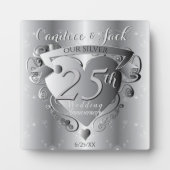 25th Silver Wedding Jubileum 3D Heart Emblem Fotoplaat (Voorkant)
