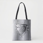 25th Silver Wedding Jubileum 3D Heart Emblem Tote Bag (Voorkant)