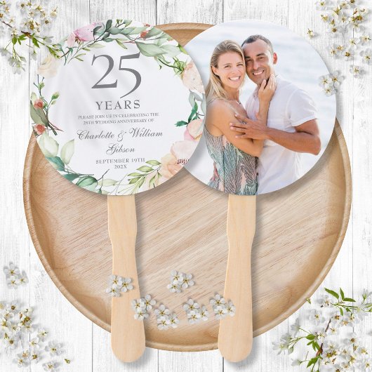 25th Silver Wedding Jubileum Bloemen Rozen Foto Handwaaier