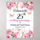 25th Silver Wedding Jubileum Blush Roos Welkom Poster (Voorkant)