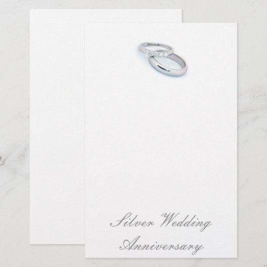 25th Silver Wedding Jubileum Briefpapier (Voorkant / Achterkant)