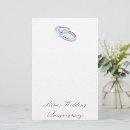 25th Silver Wedding Jubileum Briefpapier (Staand voorkant)