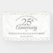 25th Silver Wedding Jubileum Confetti Welkom Spandoek (Horizontaal)