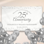 25th Silver Wedding Jubileum Confetti Welkom Spandoek<br><div class="desc">Met een delicaat zilveren liefde hartenbekentenis. Geef uw speciale 25 jaar informatie over zilverjaardagen aan uw persoonlijke wensen. Ontworpen door: Thisnotme©</div>