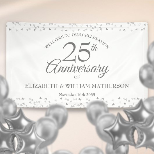 25th Silver Wedding Jubileum Confetti Welkom Spandoek
