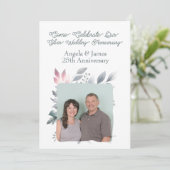 25th Silver Wedding Jubileum Custom Photo Kaart (Staand voorkant)