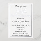 25th Silver Wedding Jubileum Eenvoudig Folie Uitnodiging (Voorkant)