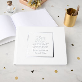 25th Silver Wedding Jubileum Eenvoudig gestileerd Gastenboek