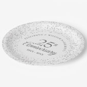 25th Silver Wedding Jubileum Elegant Script Papieren Bordje (Gekanteld)