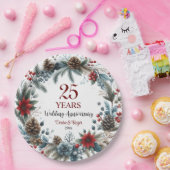 25th Silver Wedding Jubileum Elegant Winter Papieren Bordje (Feest)