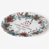 25th Silver Wedding Jubileum Elegant Winter Papieren Bordje (Gekanteld)