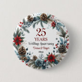 25th Silver Wedding Jubileum Elegant Winter Ronde Button 5,7 Cm (Voorkant)