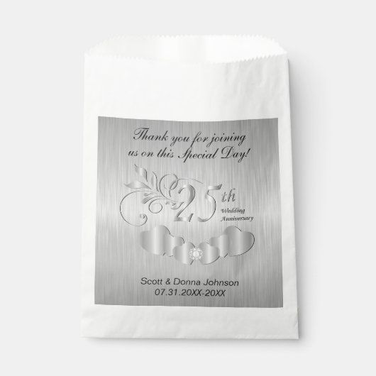 25th Silver Wedding Jubileum Favor Bag Bedankzakje (Voorkant)