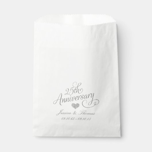 25th Silver Wedding Jubileum Favor Bag Bedankzakje (Voorkant)