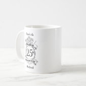 25th Silver Wedding Jubileum Flowers Roos Koffiemok (Voorkant links)