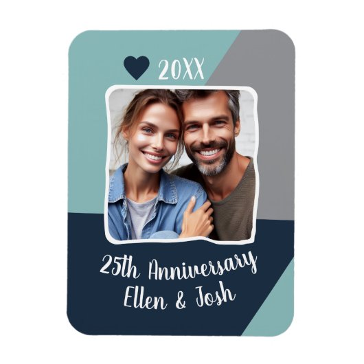 25th Silver Wedding Jubileum Foto Keepsake Magneet (Verticaal)
