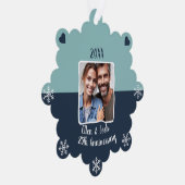 25th Silver Wedding Jubileum Foto Keepsake Ornament Kaart (Rechts)