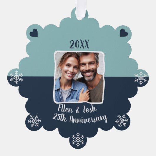 25th Silver Wedding Jubileum Foto Keepsake Ornament Kaart (Voorkant)