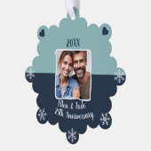 25th Silver Wedding Jubileum Foto Keepsake Ornament Kaart (Links)