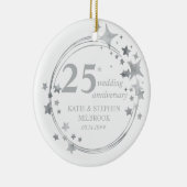 25th Silver Wedding Jubileum Foto Zilveren Stars Keramisch Ornament (Rechts)