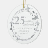 25th Silver Wedding Jubileum Foto Zilveren Stars Keramisch Ornament (Links)