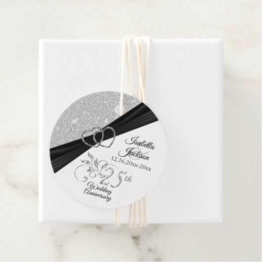 25th Silver Wedding Jubileum - Glitter Bedankjes Labels (In situ)